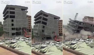 Kinh hãi khoảnh khắc nhà 7 tầng vỡ vụn, chôn vùi máy xúc