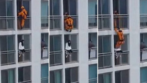 Lính cứu hỏa đạp thiếu nữ định tự tử bay ngược vào phòng gây 'bão' mạng