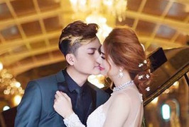 Ca sĩ chuyển giới Lâm Chí Khanh hôn chồng điển trai trong ảnh cưới