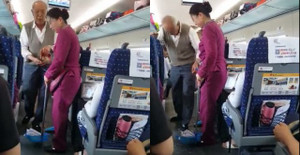 Bị lao công nhắc nhở, cụ ông vẫn cố tình ném hạt dưa tung tóe khắp sàn