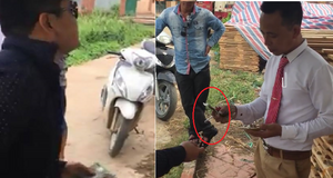 Thực hư clip chủ máy gặt lúa bị thu phí hao mòn đường sá