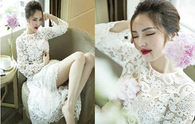 Á hậu Thụy Vân khoe vẻ sexy, kiêu sa trong thiết kế ren xuyên thấu