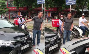 Tài xế xe Camry đi sai, lấn làn còn xuống dọa nạt tài xế taxi