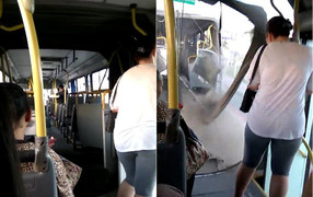 Xe buýt đang chạy bỗng đứt đôi khiến hành khách khiếp đảm