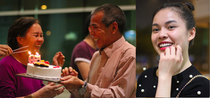 Gia đình Giang Hồng Ngọc mừng sinh nhật mẹ ở sân bay