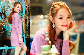 Minh Hằng diện đầm ngắn, thảnh thơi thưởng trà