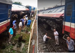 Tàu hỏa trật bánh ở Hà Nội, hơn 100 người thoát chết trong gang tấc