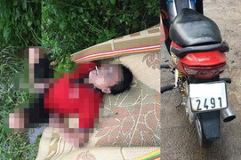 Người đàn ông chết trong tư thế nằm ngửa, mồm ngậm kim tiêm bên cạnh xe máy