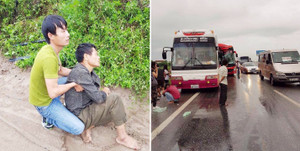 Hai xe khách tông nhau bẹp dúm trên cao tốc Pháp Vân - Cầu Giẽ, hơn 10 người bị thương