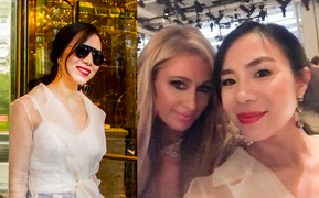 CEO Elise Lưu Nga ngồi cùng hàng Paris Hilton xem thời trang tại New York