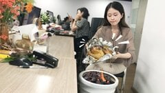 ‘Thánh ăn công sở’ nướng gà trong chậu cây thơm lừng cả văn phòng