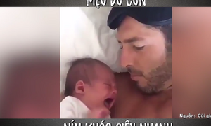Cách dỗ con nín khóc siêu nhanh của ông bố trẻ khiến nhiều mẹ ganh tỵ