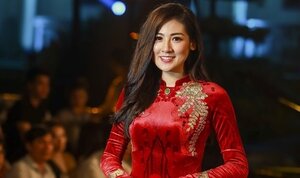 Á hậu Tú Anh mặc áo dài dát vàng 15.000 USD trong đêm từ thiện vì Trái tim cho em
