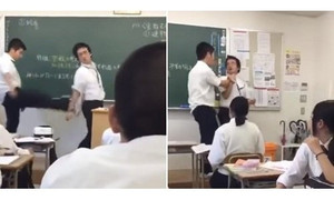 Đá thầy giáo trong lớp, nam sinh Nhật bị cảnh sát bắt