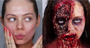 Rợn người xem gái xinh hóa trang thành xác sống kinh dị