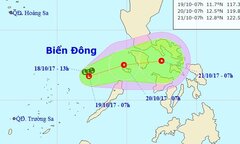 Ngày mai, vùng áp thấp sẽ ra khỏi Biển Đông