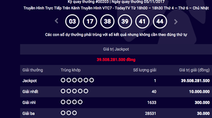 Xổ số Vietlott lại có người trúng giải hơn 39 tỷ đồng tối 5/11