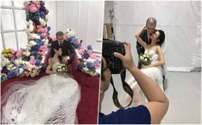 Á quân Top Model Kha Mỹ Vân chụp ảnh cưới với bạn trai ngoại quốc