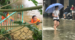 Lũ lụt lịch sử ở Huế: Nước dâng cao gần bằng đầu người, công an bơi vào nhà cứu dân