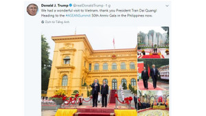 Tổng thống Trump đăng ảnh thăm chính thức Việt Nam, cảm ơn Chủ tịch nước Trần Đại Quang