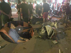 Tài xế ngậm bóng bay tông liên hoàn trên phố Hải Phòng