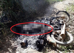 Người đàn ông chết cháy bên cạnh chiếc xe máy bị thiêu rụi