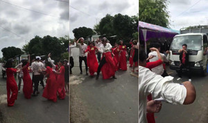 Clip: Nam nữ thanh niên nhảy múa giữa đường mừng đám cưới gây bức xúc