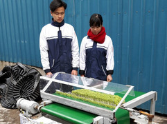 Hai học sinh chế tạo máy cắt rau mầm tự động