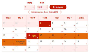Lịch nghỉ Tết Nguyên đán Mậu Tuất 2018 chính thức của người lao động
