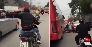 A dua theo trào lưu 'Đua không?', thanh niên đi xe máy tông đuôi ô tô suýt mất mạng