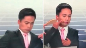 Clip: Bị ong đậu lên mặt khi đang dẫn tin trực tiếp, MC điển trai sợ hãi, miệng méo xệch