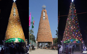 Chiêm ngưỡng cây thông Giáng sinh độc đáo ở 'thủ phủ làng nồi'