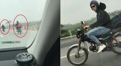 Clip: 2 thanh niên ngoại quốc 'hồn nhiên' chạy xe máy trên cao tốc Pháp Vân - Cầu Giẽ