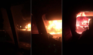 Clip: Xe khách giường nằm cháy ngùn ngụt trên quốc lộ 1A