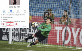 Facebook thủ môn Bùi Tiến Dũng vượt mốc một triệu follow