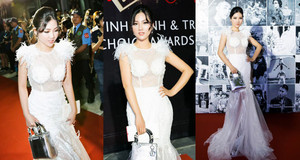 Hoa hậu Tuyết Nhung gợi cảm trên thảm đỏ WeChoice Awards 2017