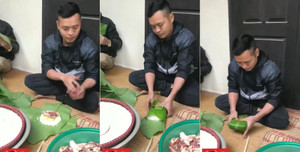 Clip: Thanh niên gói bánh chưng thoăn thoắt như 'gấp phong bì'