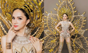 Cận cảnh bộ trang phục dân tộc độc đáo nặng 55 kg của Hương Giang