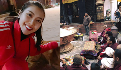 Hoa hậu Tường Linh giản dị hành hương Nepal ngày đầu năm