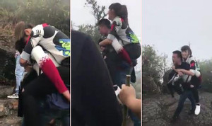 Clip nam thanh niên cõng bạn gái lên Yên Tử gây xôn xao dân mạng