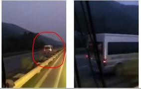 Clip: Xe 16 chỗ lao ngược chiều vun vút trên cao tốc Nội Bài - Lào Cai