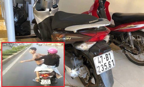Tạm giữ phương tiện của nam thanh niên xăm trổ chở bạn gái đánh võng thách thức xe khách