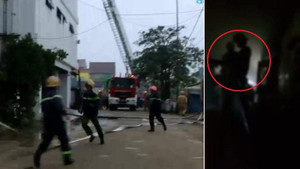 Clip: Lính cứu hỏa căng mình dập lửa trong quán karaoke cháy lớn ở Hà Tĩnh