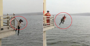 Clip: Lính cứu hỏa lao xuống sông cứu cô gái tự tử