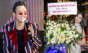 Mai Tiến Dũng cười ngất khi được Hòa Minzy tặng hoa theo cách cực ‘lầy’