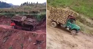 Clip: Xe tải chở nặng băng rừng vượt suối và những cái kết thảm khốc