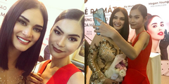 Kim Dung đọ sắc với ‘chị gái song sinh’ HHHV 2015 Pia Wurtzbach