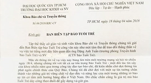 Yêu cầu báo Tuổi Trẻ làm rõ nghi án nữ cộng tác viên bị xâm hại