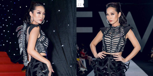 'Boom sexy' Quỳnh Thy gây tranh cãi bởi bộ cánh 'gai cột sống' tại Tuần lễ thời trang