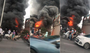 Clip: Cháy lớn nhà dân dưới chân cầu Vĩnh Tuy, Hà Nội